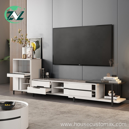 Adjustable TV Console With Drawers Living Room Cabinet